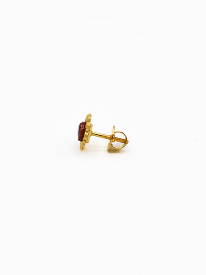 22ct Gold Minakari CZ Stud Earrings - Roop Darshan
