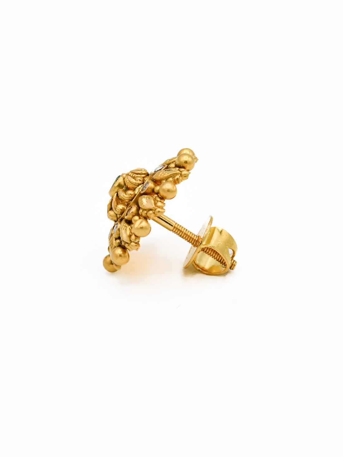 22ct Gold CZ Antique Stud Earrings - Roop Darshan