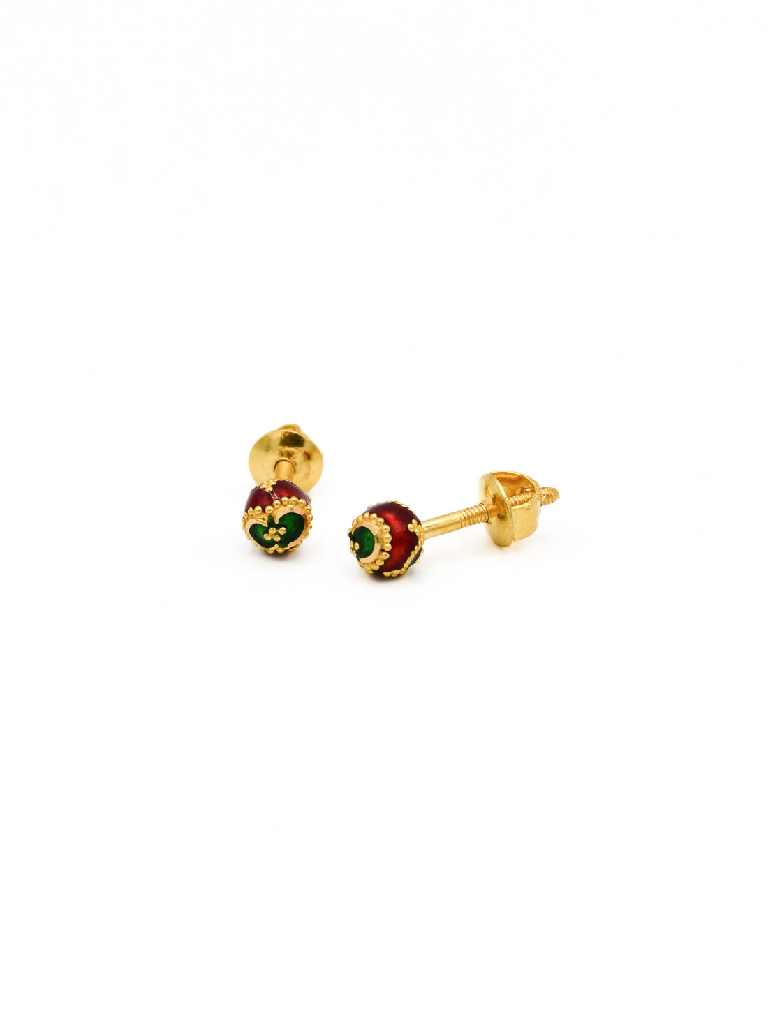 22ct Gold Minakari Stud Earrings - Roop Darshan