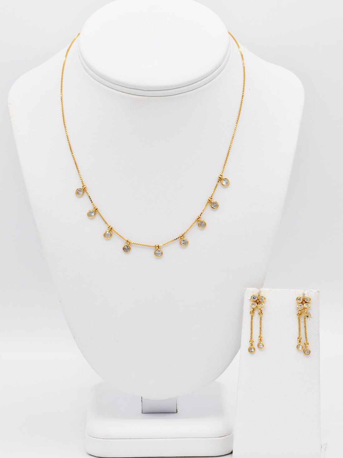 22ct Gold CZ Necklace Set - Roop Darshan