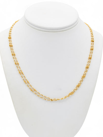 22ct Gold Pearl 2 Row Fancy Chain - Roop Darshan