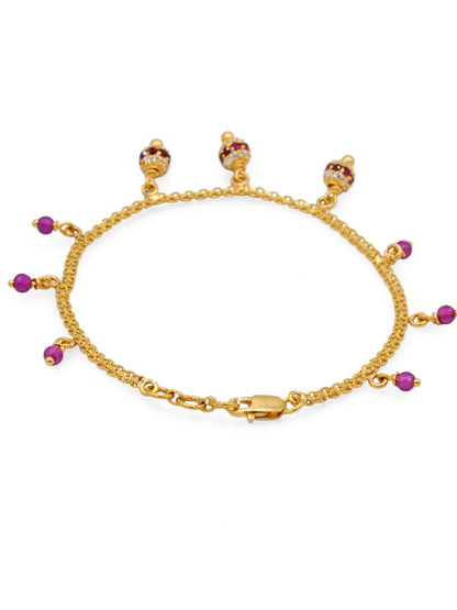 22ct Gold CZ Ball Charms Ladies Bracelet - Roop Darshan