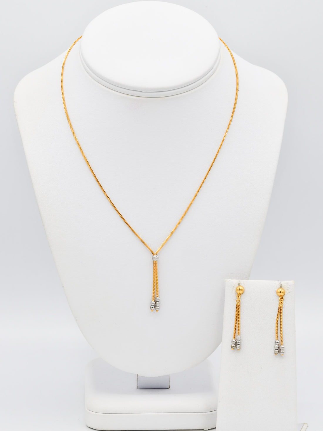 22ct Gold Two Tone Ball Neckalce Set