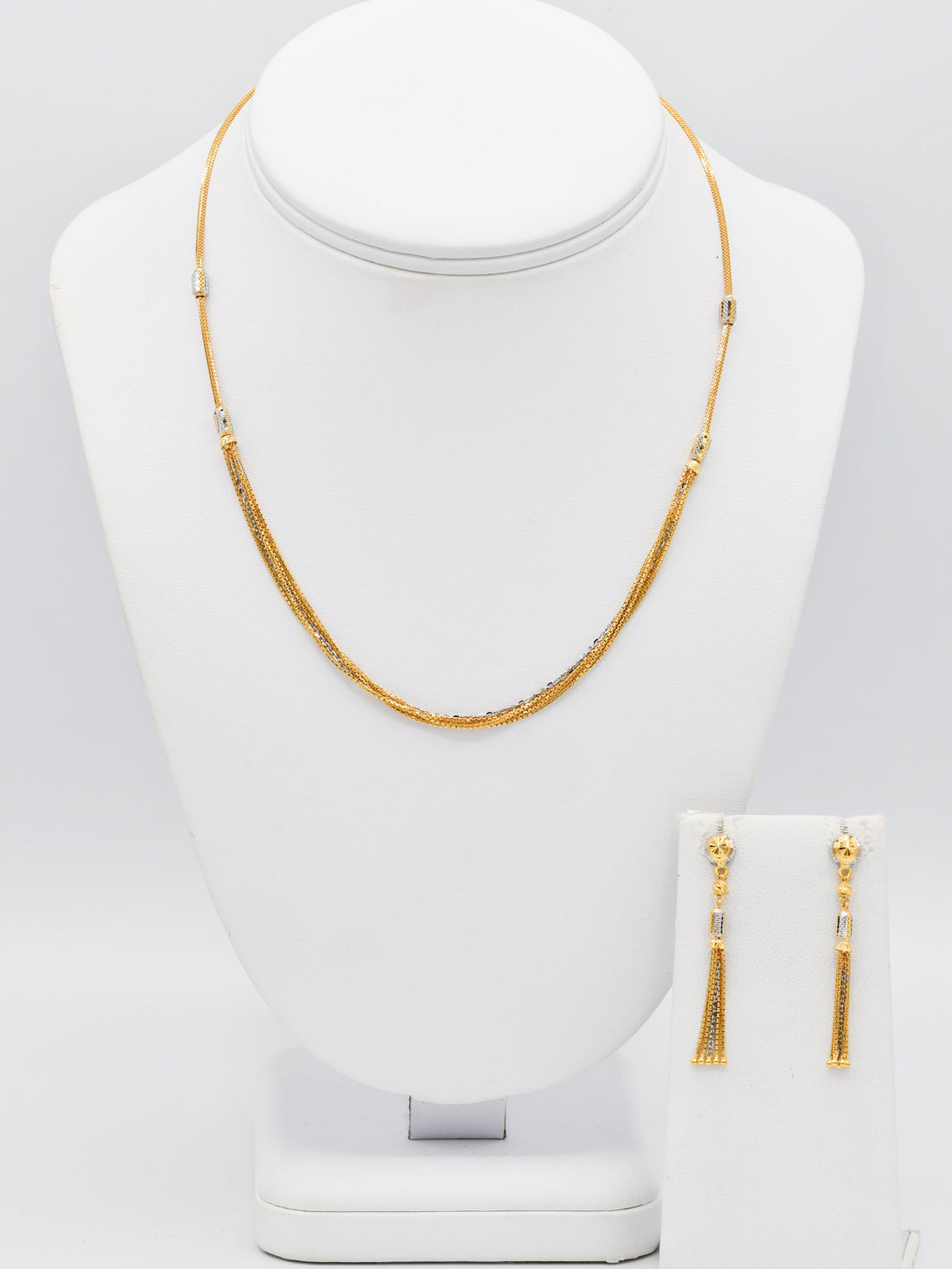 22ct Gold Two Tone 5 Row Necklace Set