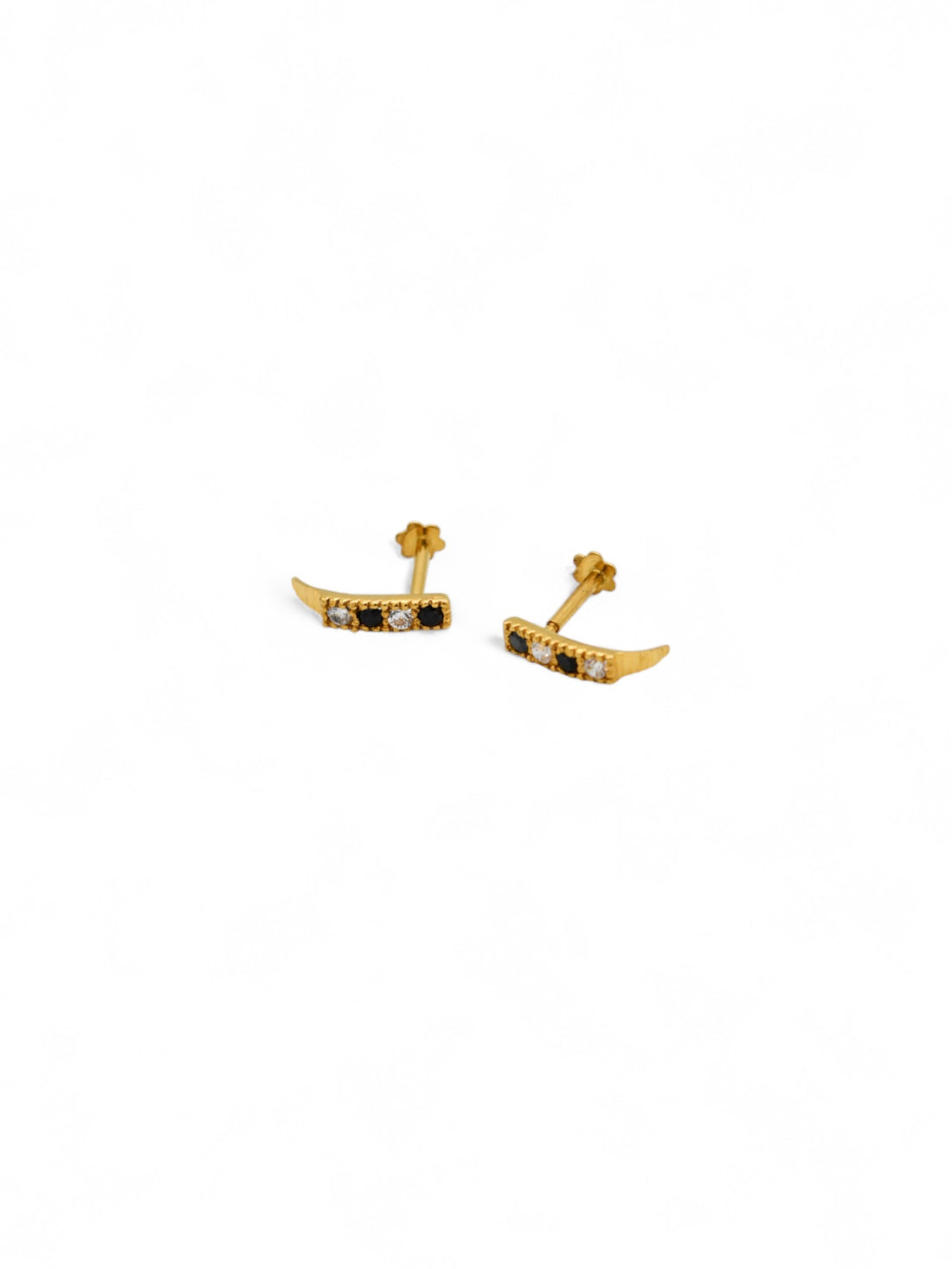 22ct Gold Black CZ Stud Earrings - Roop Darshan