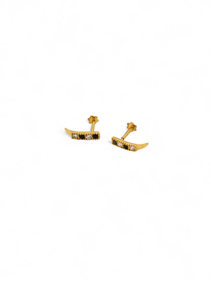 22ct Gold Black CZ Stud Earrings - Roop Darshan