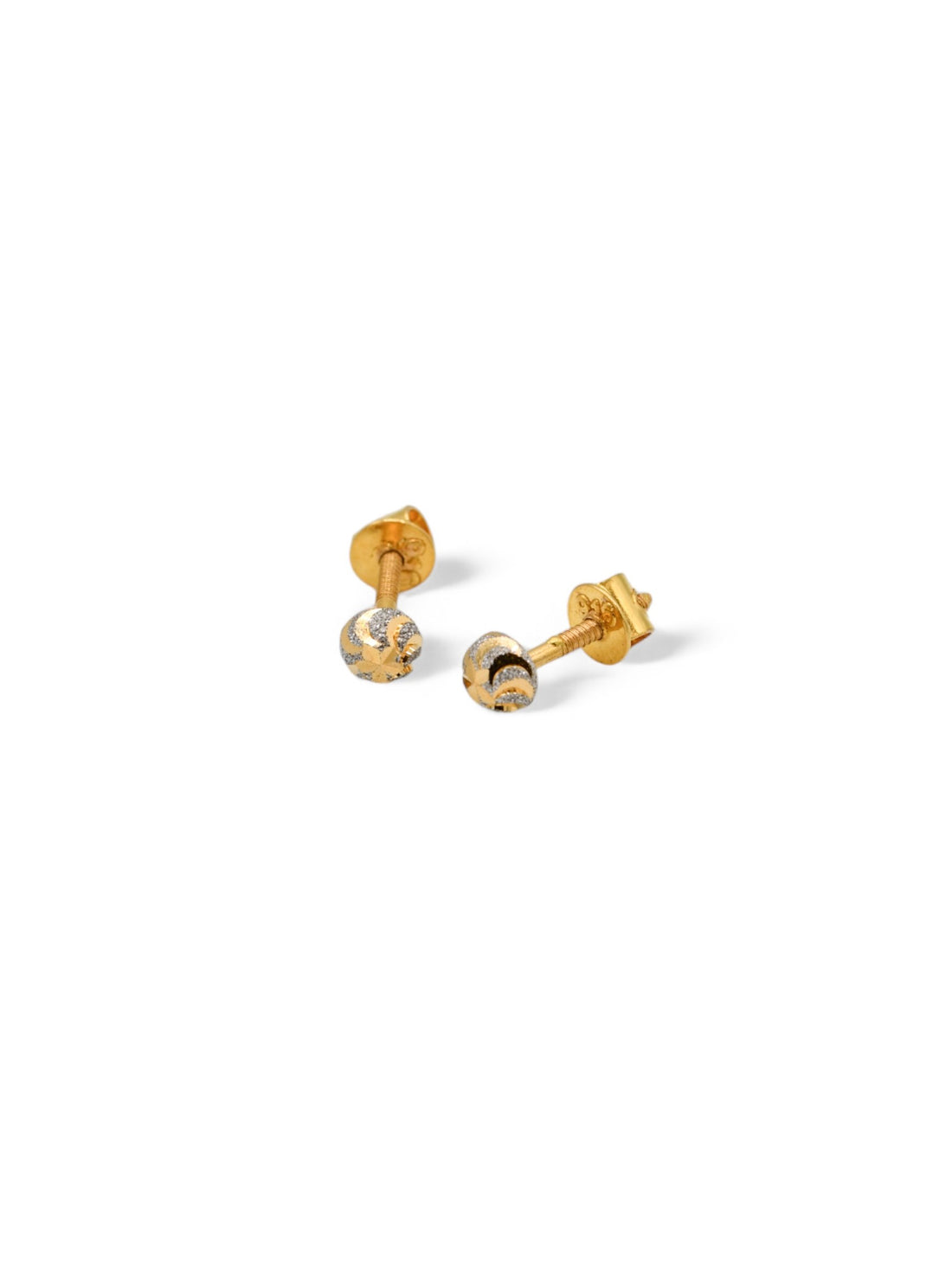 22ct Gold Two Tone Stud Earrings - Roop Darshan