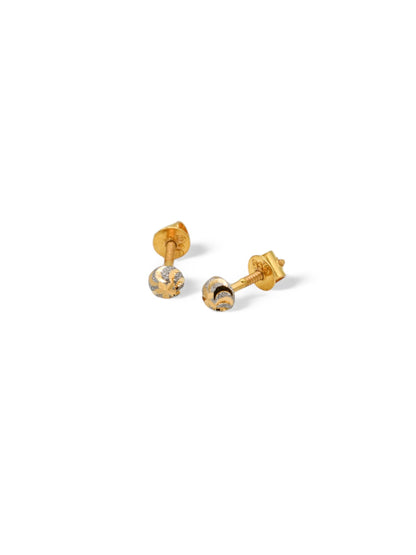 22ct Gold Two Tone Stud Earrings - Roop Darshan