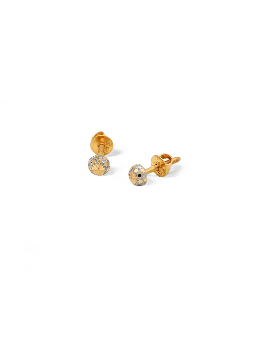 22ct Gold Two Tone Stud Earrings - Roop Darshan
