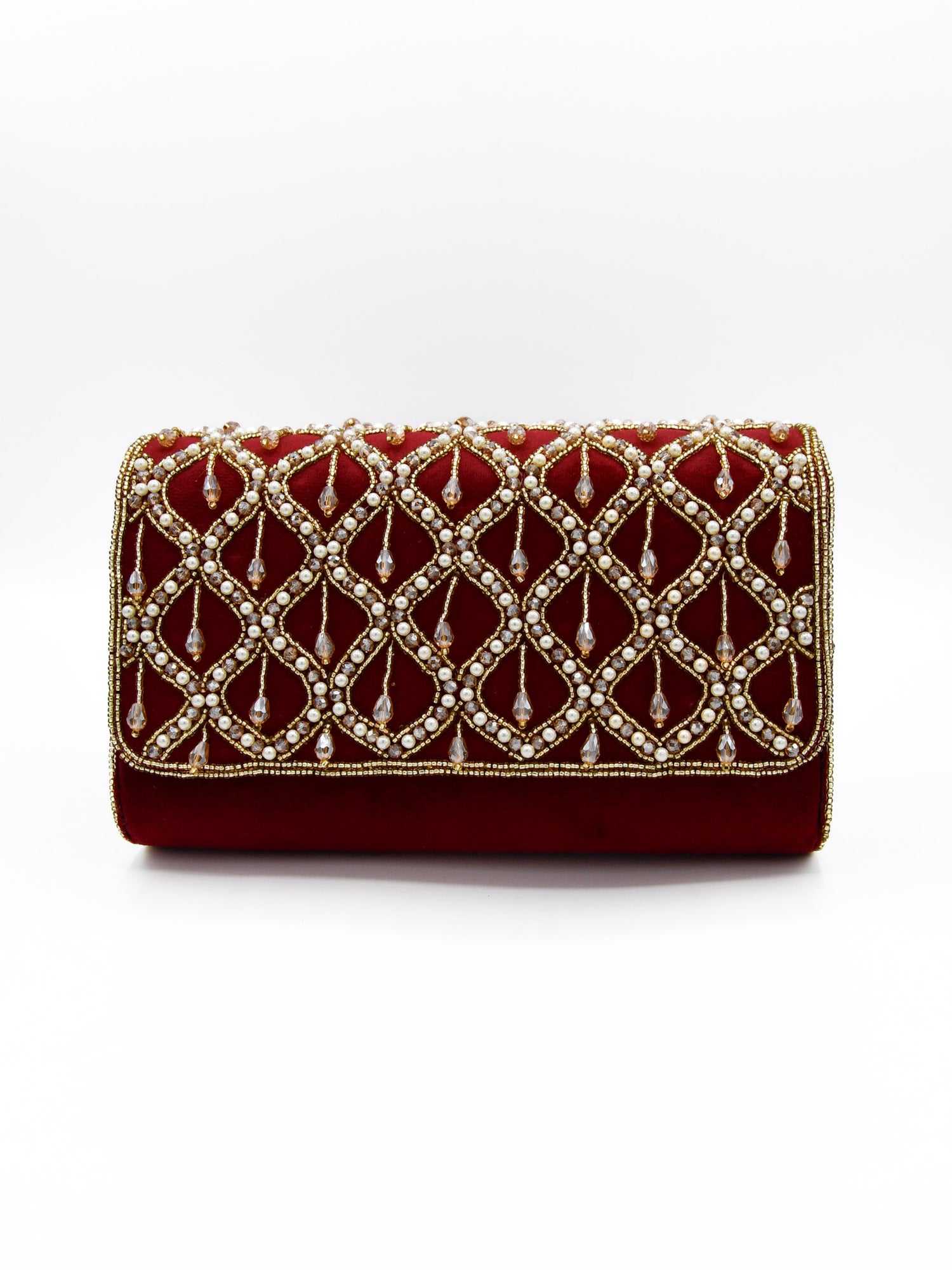 Ladies Fancy Stone Pearl Work Handbag - Roop Darshan