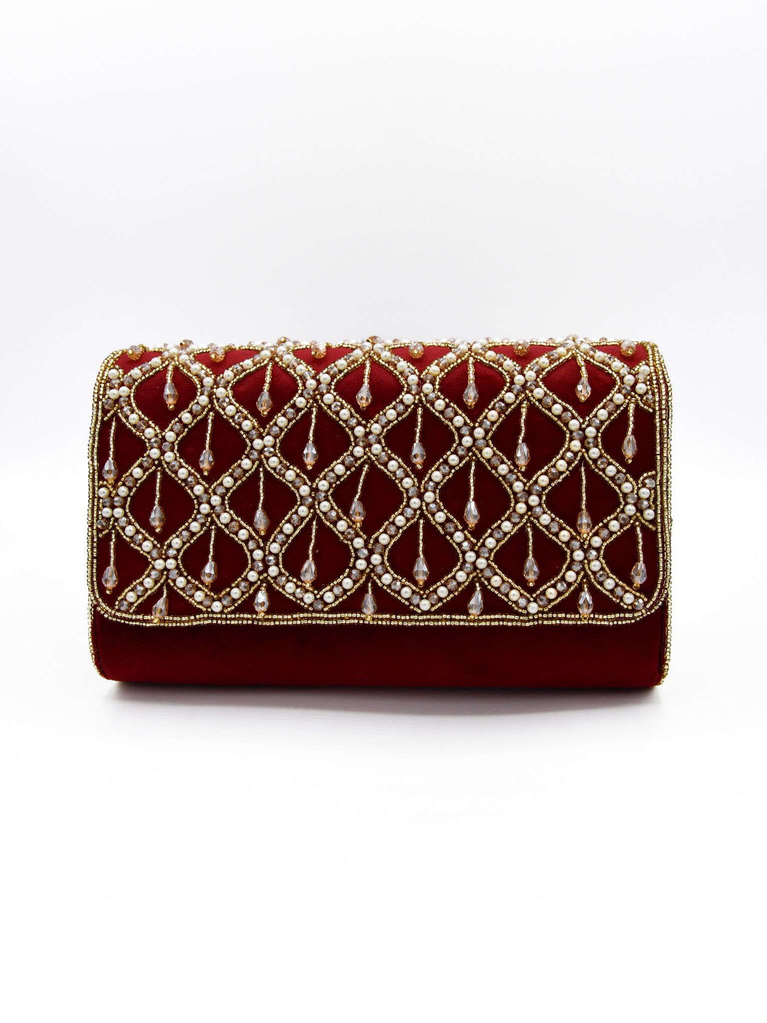Ladies Fancy Stone Pearl Work Handbag - Roop Darshan