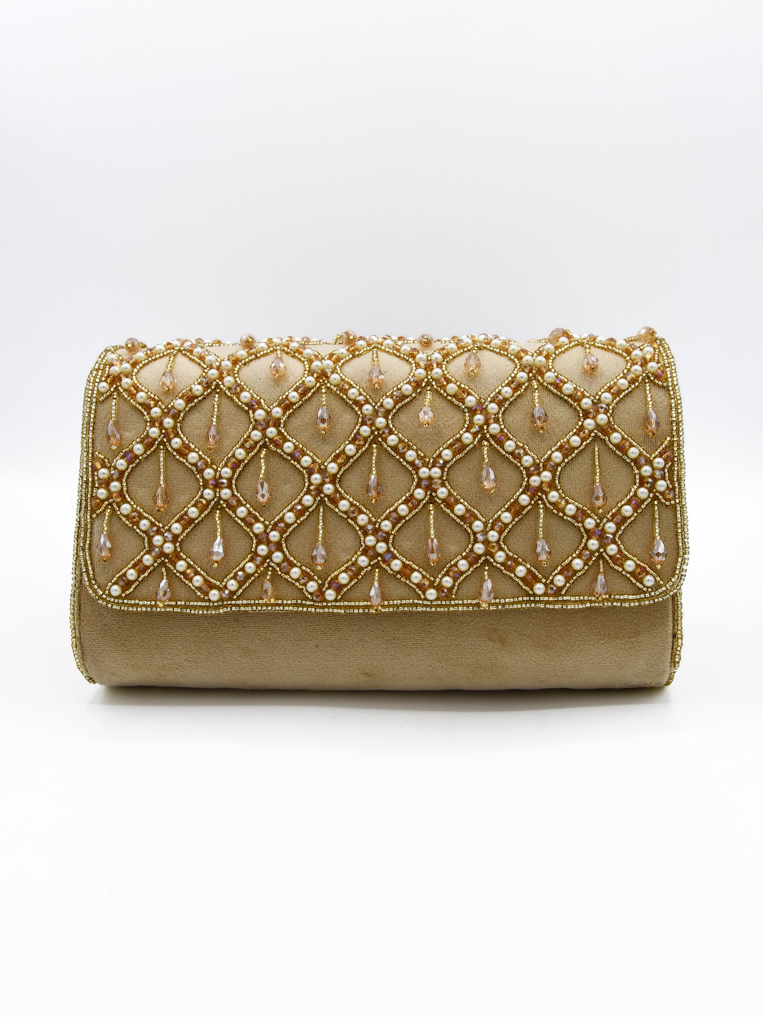 Ladies Fancy Stone Pearl Work Handbag - Roop Darshan