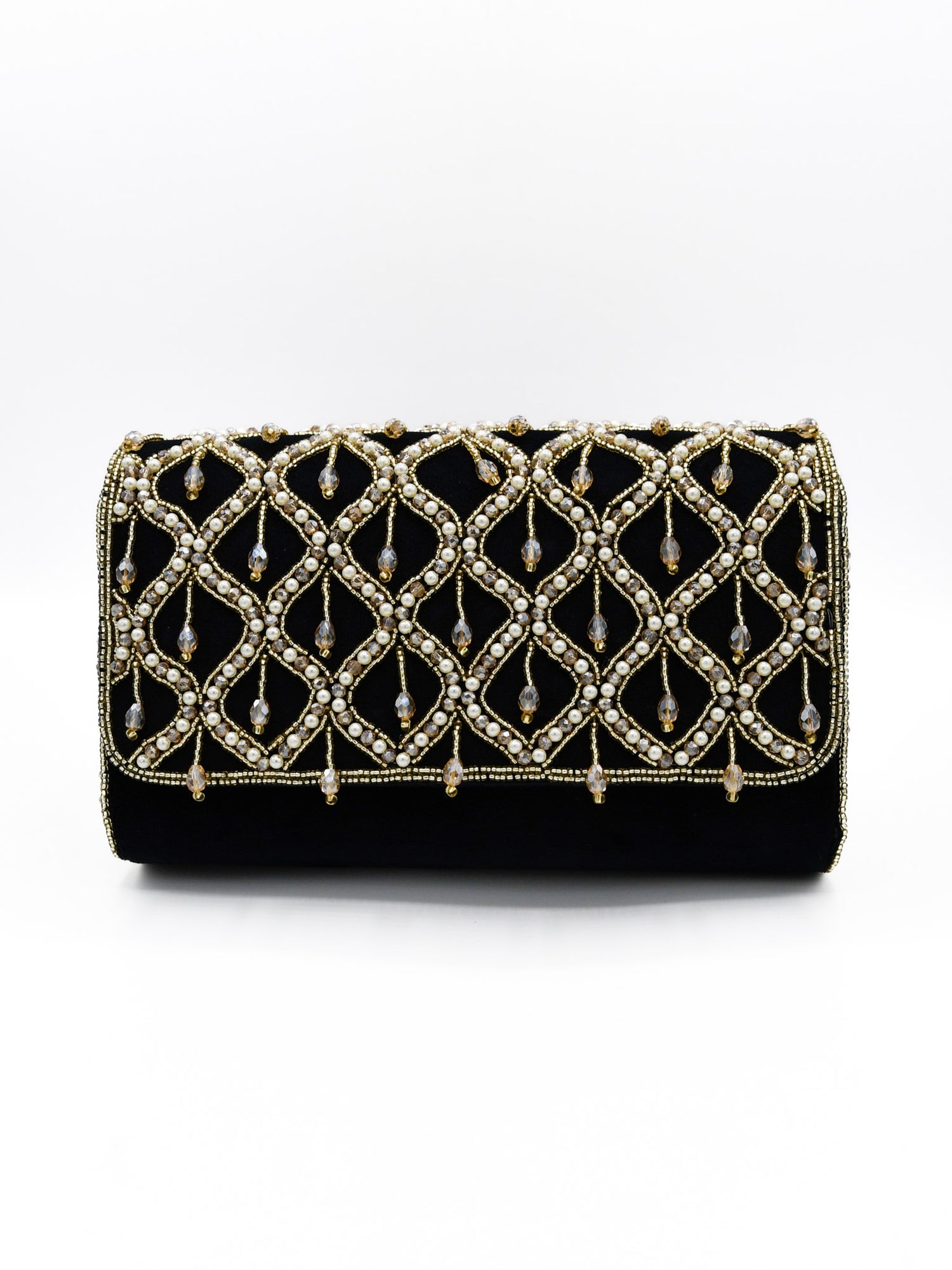 Ladies Fancy Stone Pearl Work Handbag - Roop Darshan