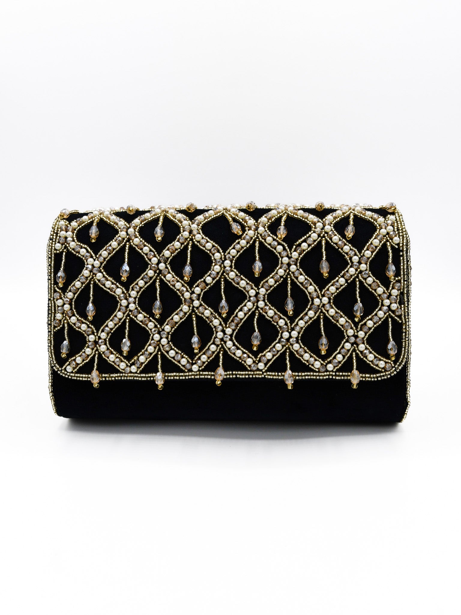 Ladies Fancy Stone Pearl Work Handbag - Roop Darshan