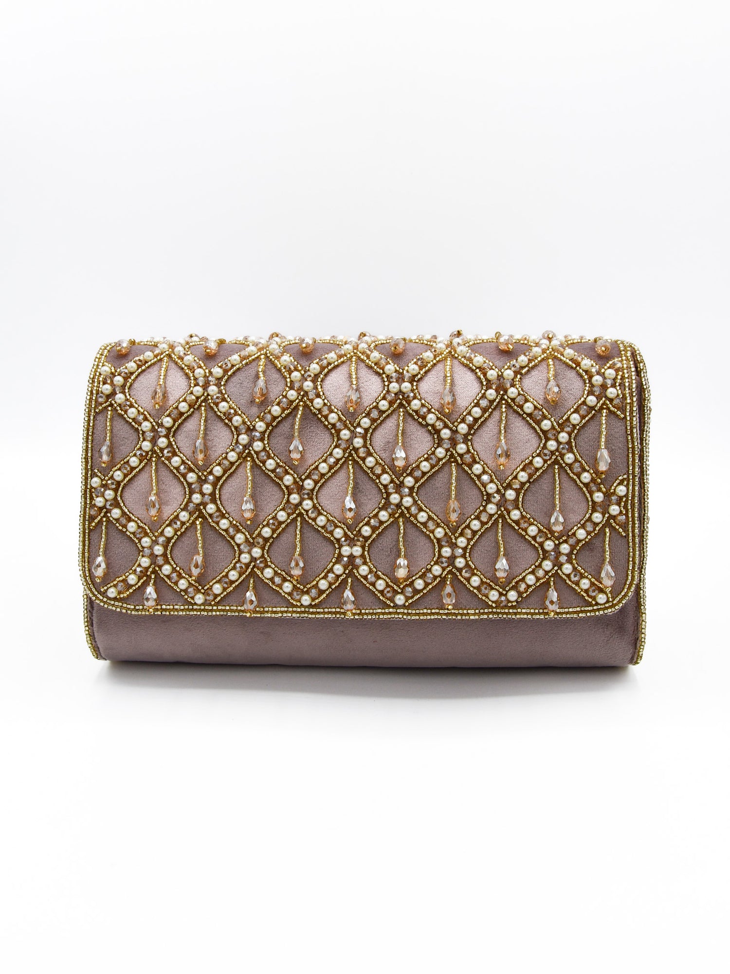 Ladies Fancy Stone Pearl Work Handbag - Roop Darshan