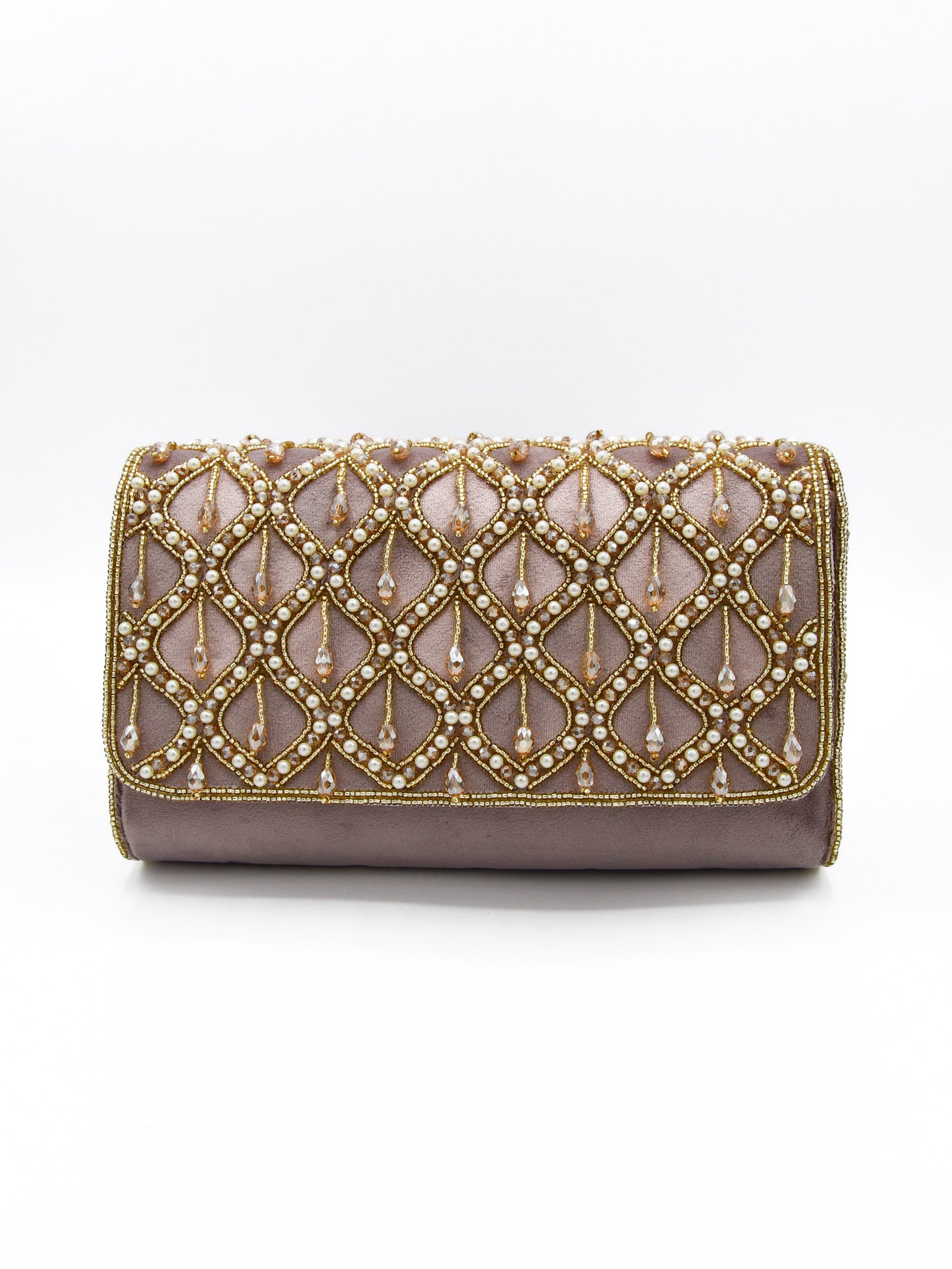 Ladies Fancy Stone Pearl Work Handbag - Roop Darshan