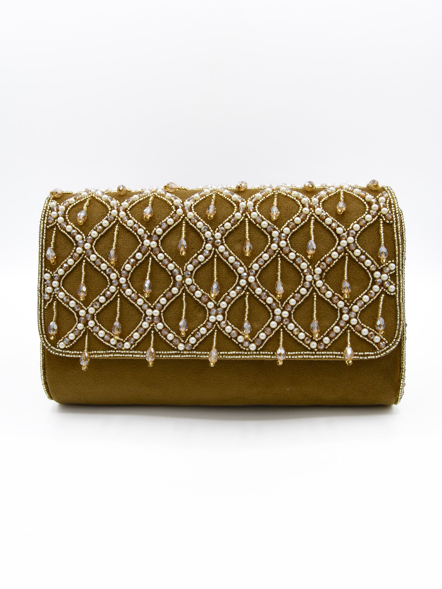 Ladies Fancy Stone Pearl Work Handbag - Roop Darshan