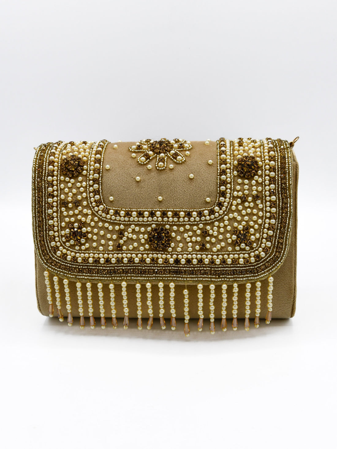 Ladies Fancy Stone Pearl Work Handbag - Roop Darshan