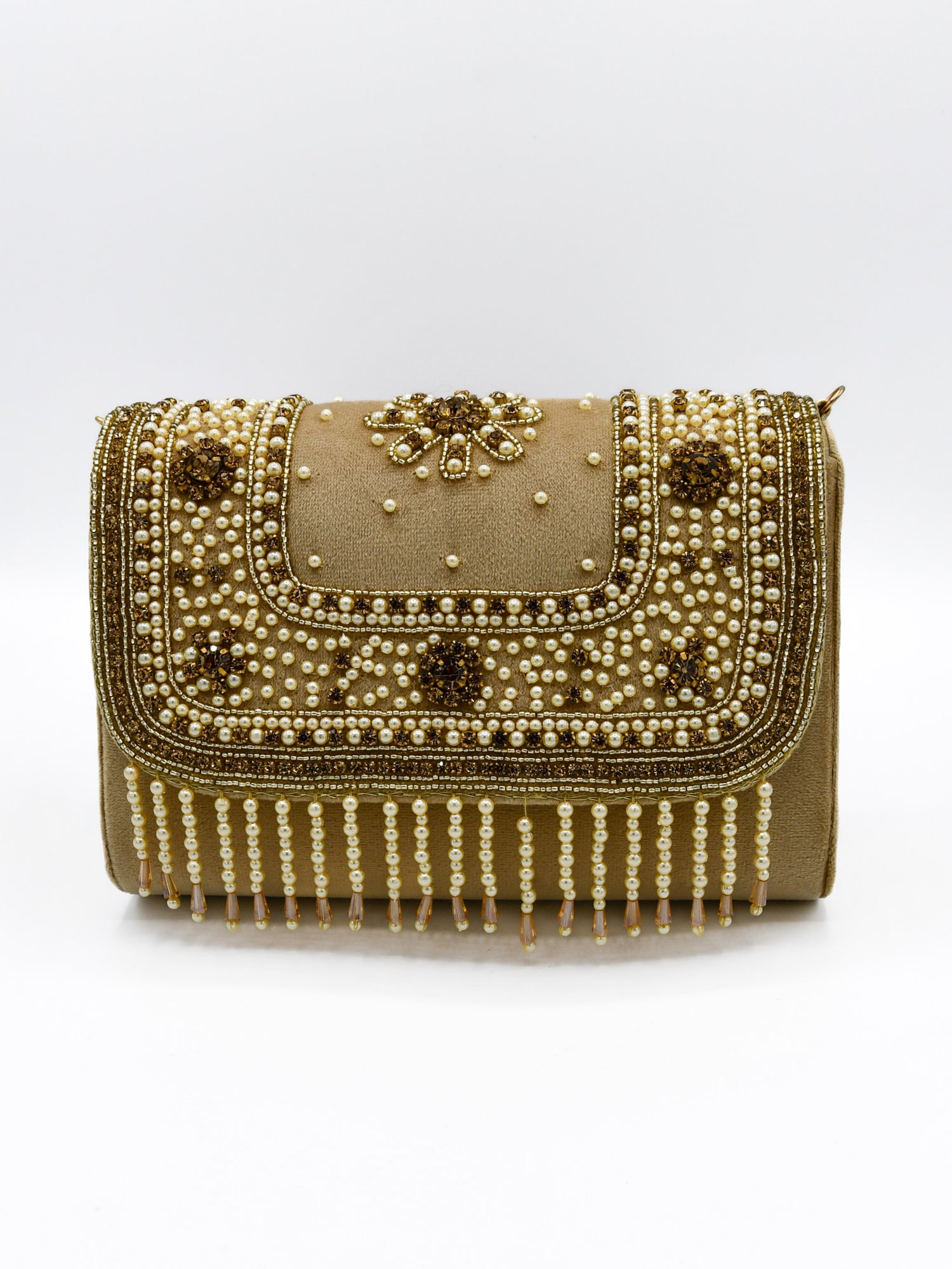 Ladies Fancy Stone Pearl Work Handbag - Roop Darshan