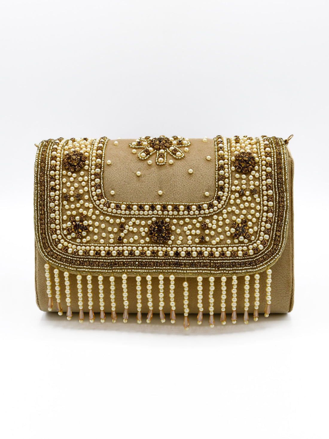 Ladies Fancy Stone Pearl Work Handbag - Roop Darshan