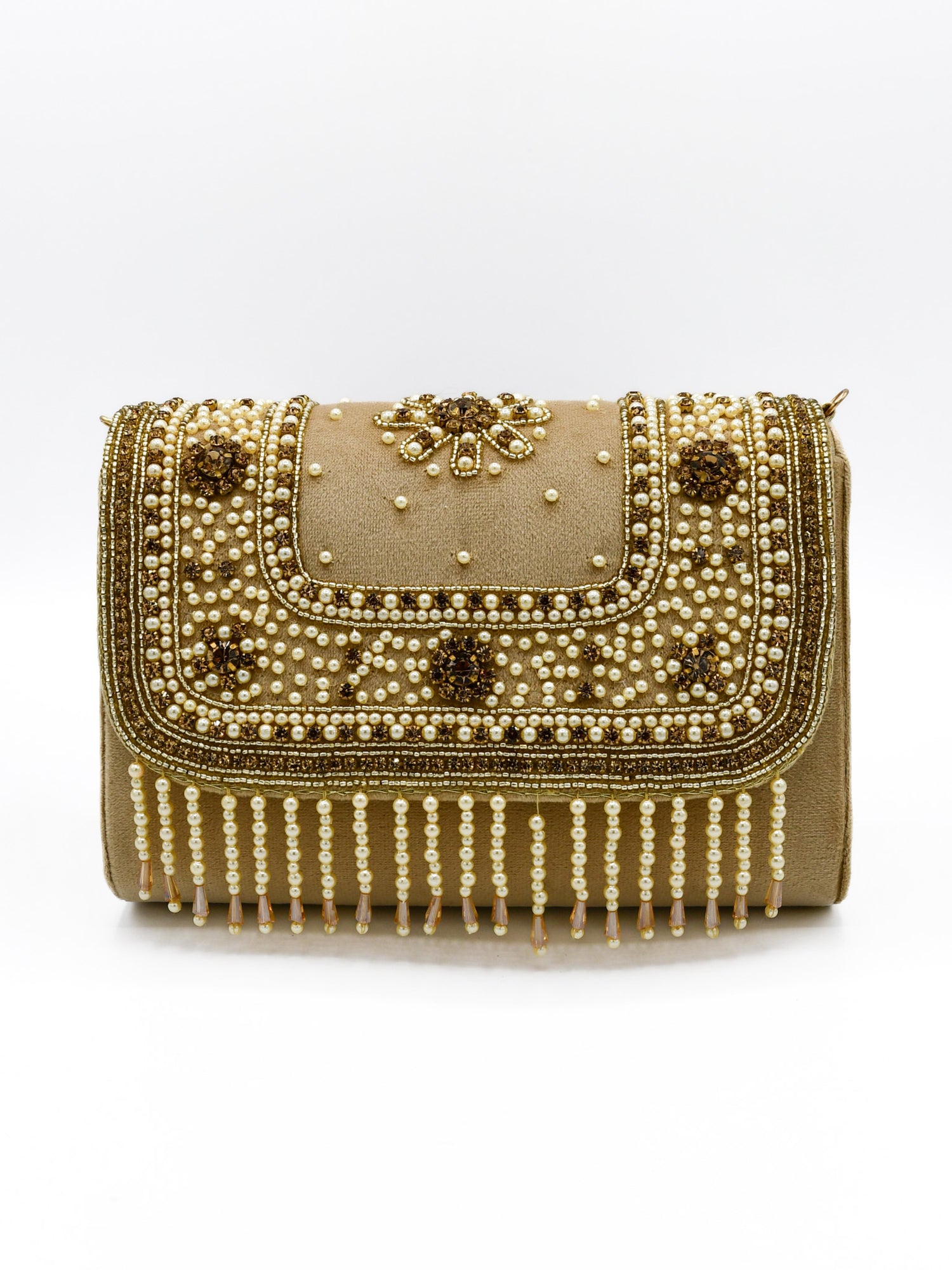 Ladies Fancy Stone Pearl Work Handbag - Roop Darshan