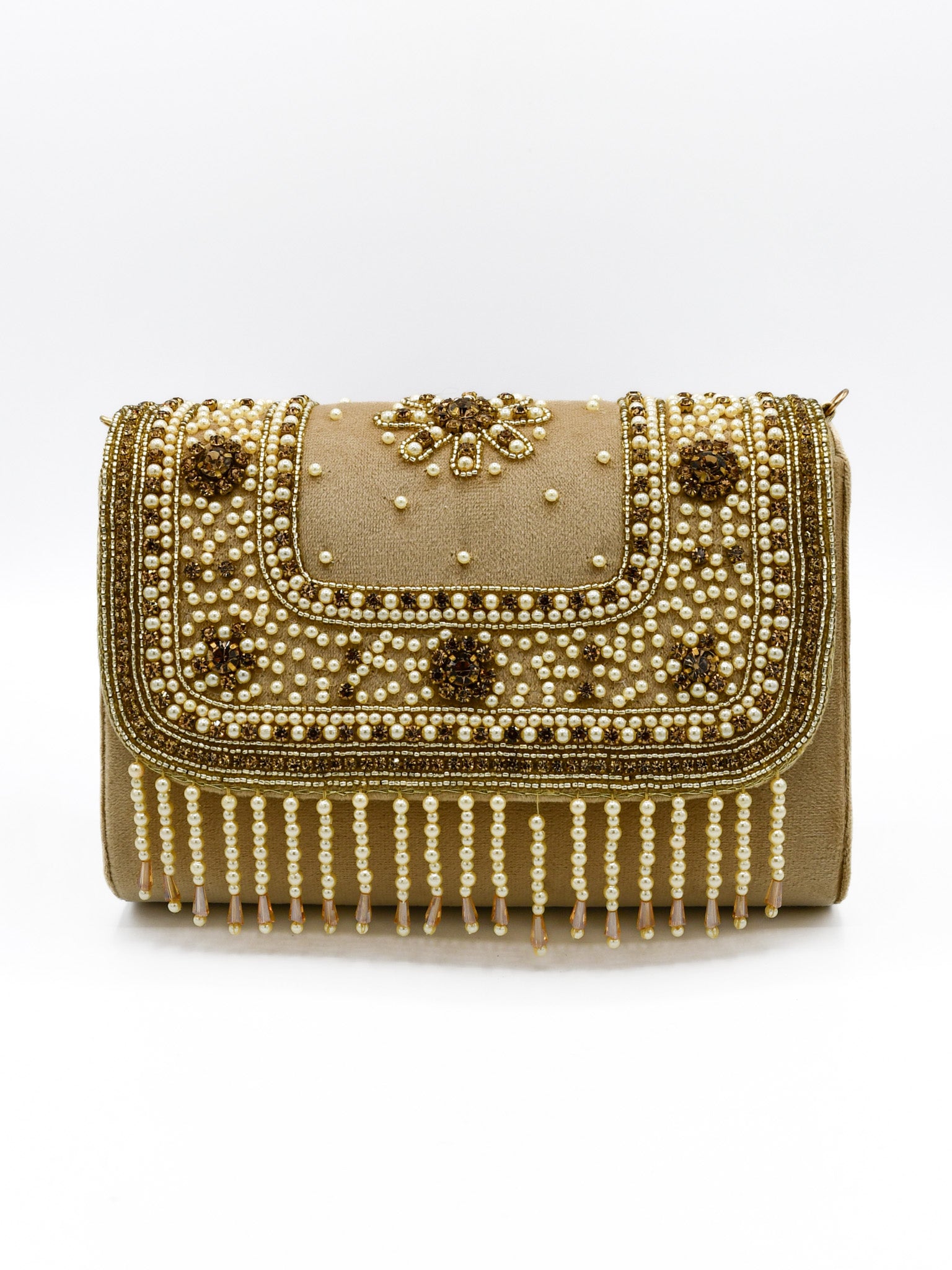 Ladies Fancy Stone Pearl Work Handbag - Roop Darshan
