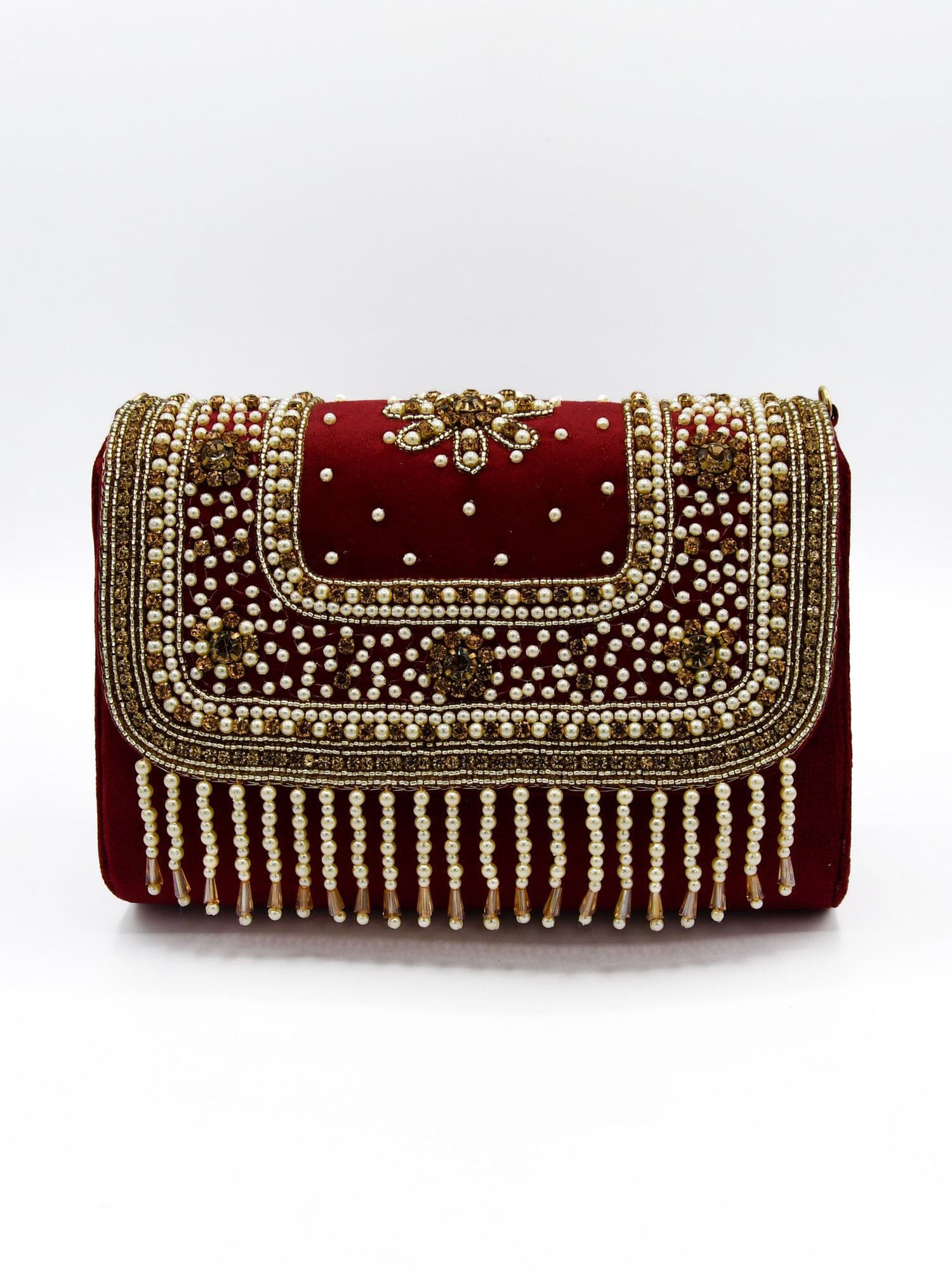 Ladies Fancy Stone Pearl Work Handbag - Roop Darshan