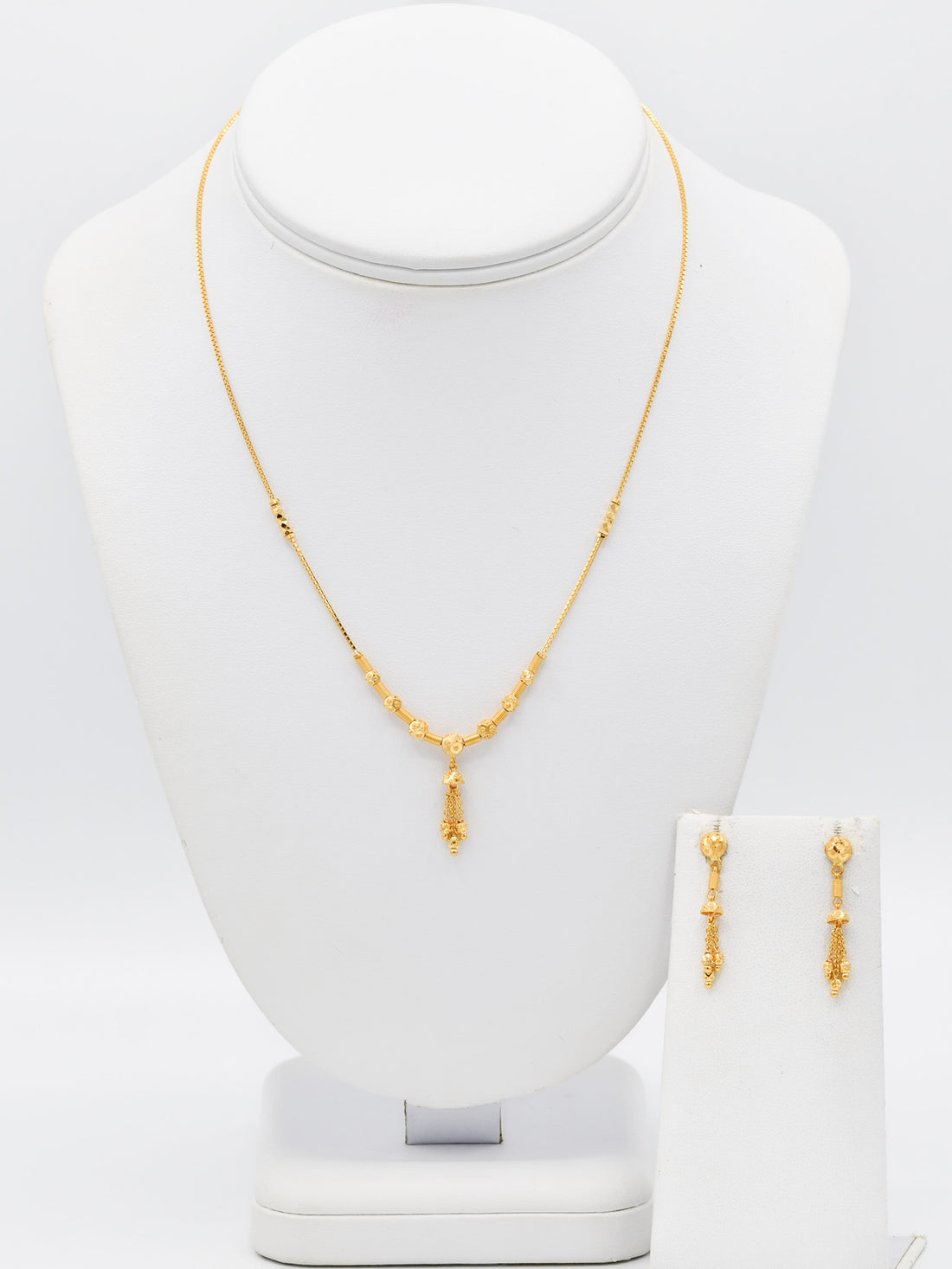 22ct Gold Ball Necklace Set - Roop Darshan