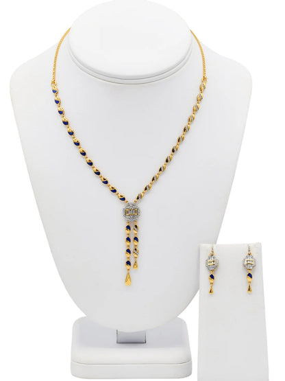 22ct Gold CZ Minakari Necklace Set