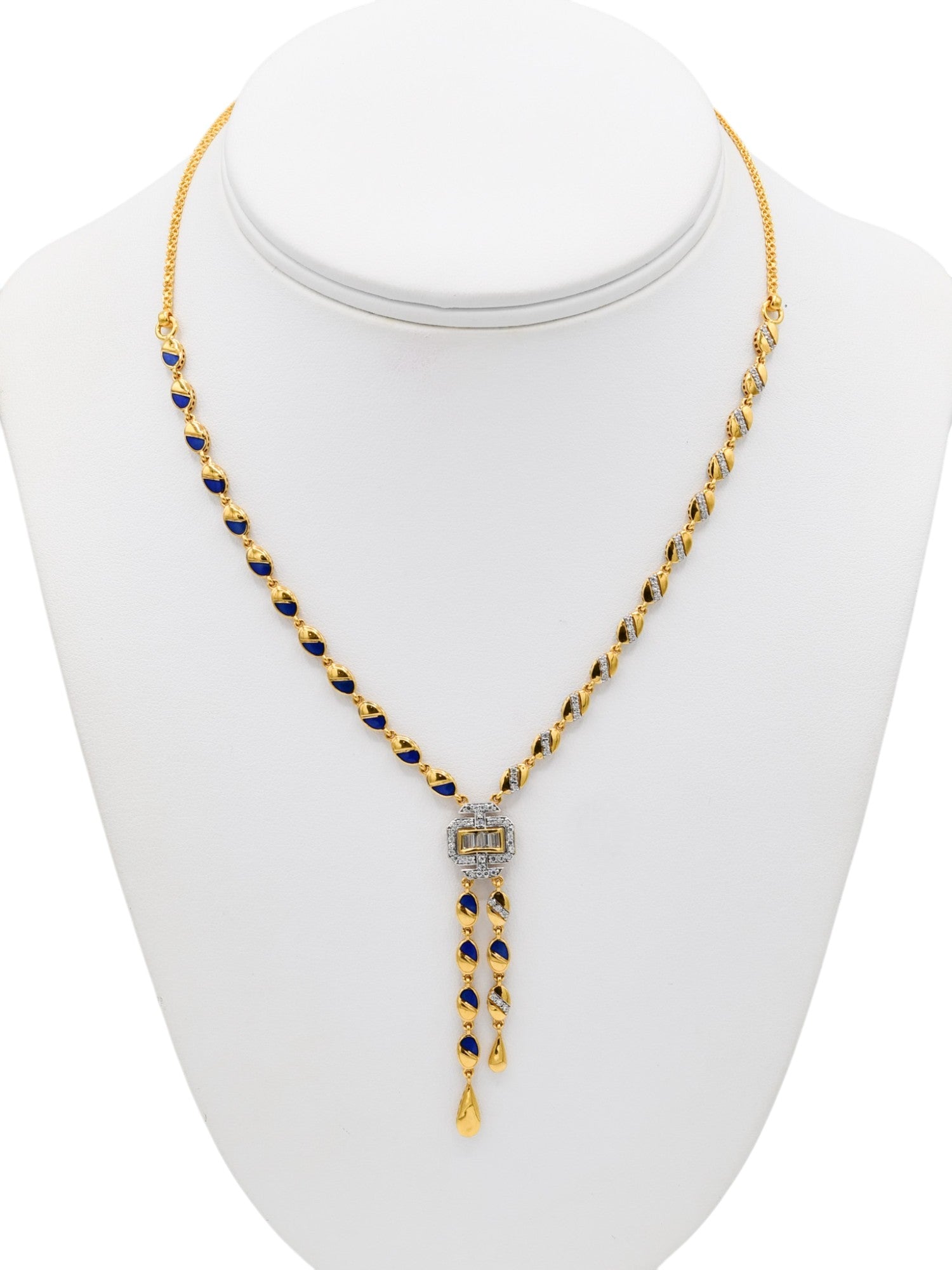 22ct Gold CZ Minakari Necklace Set