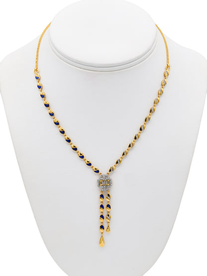 22ct Gold CZ Minakari Necklace Set
