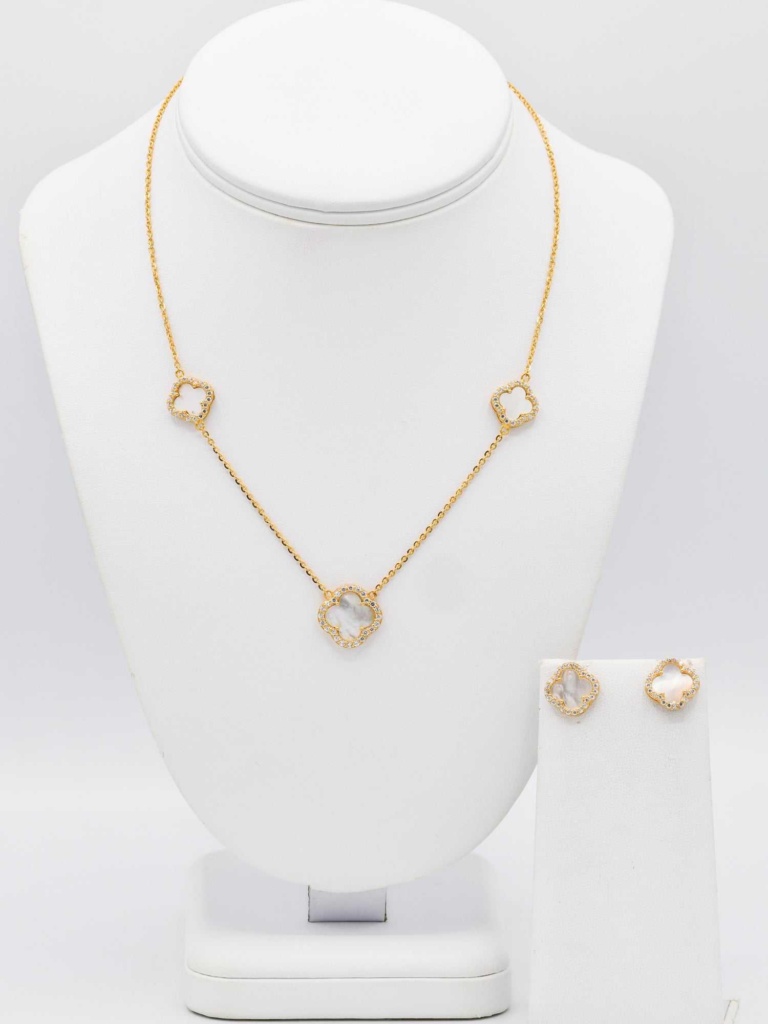 22ct Gold CZ Necklace Set - Roop Darshan