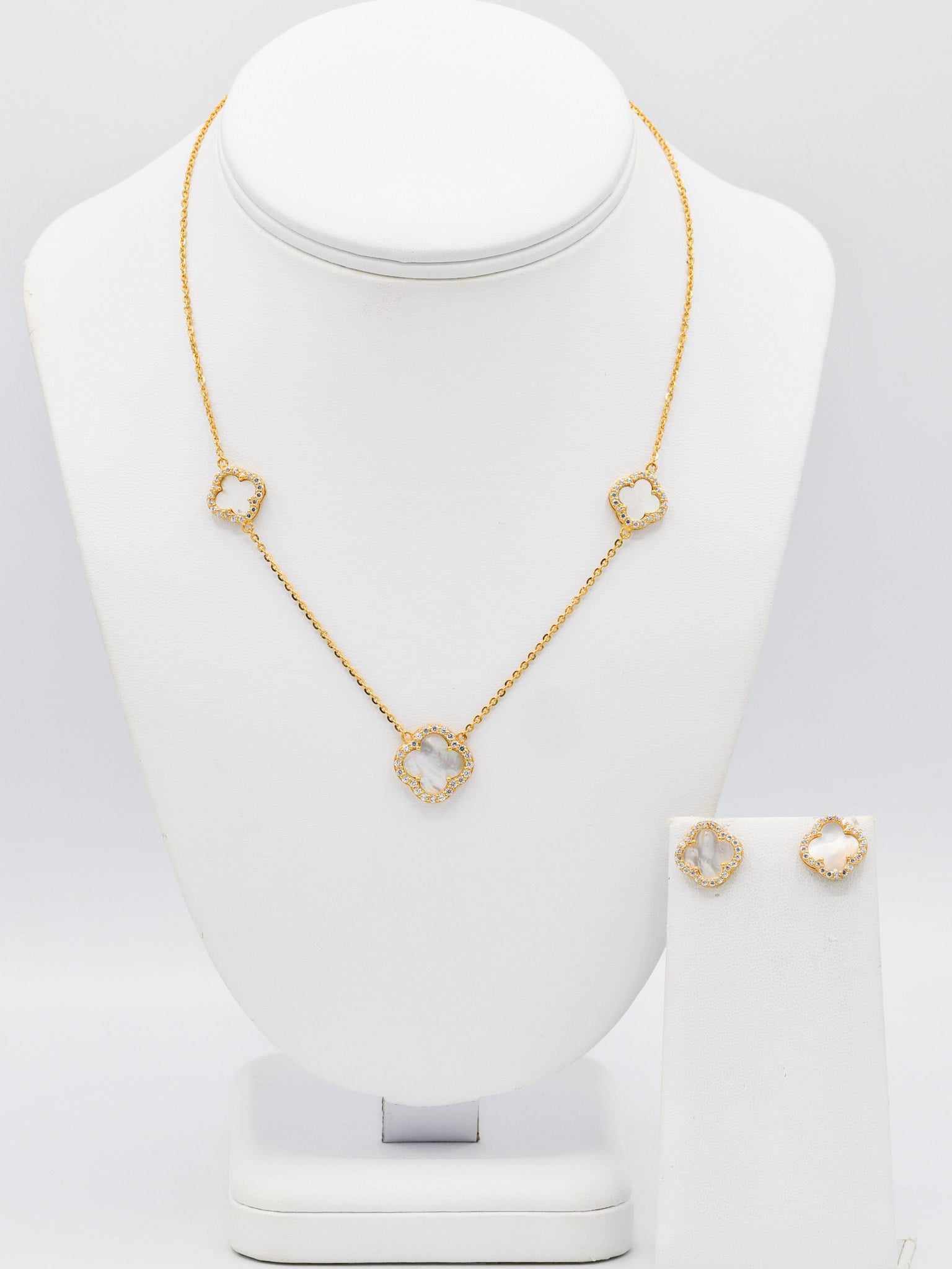 22ct Gold CZ Necklace Set - Roop Darshan
