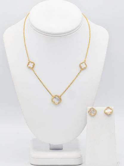 22ct Gold CZ Necklace Set - Roop Darshan