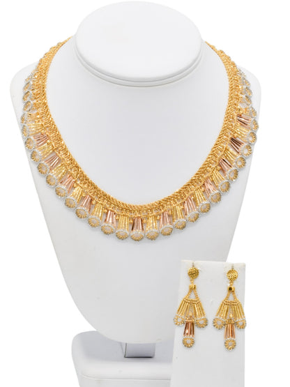 22ct Rose Gold Two Tone Necklace Set - Roop Darshan