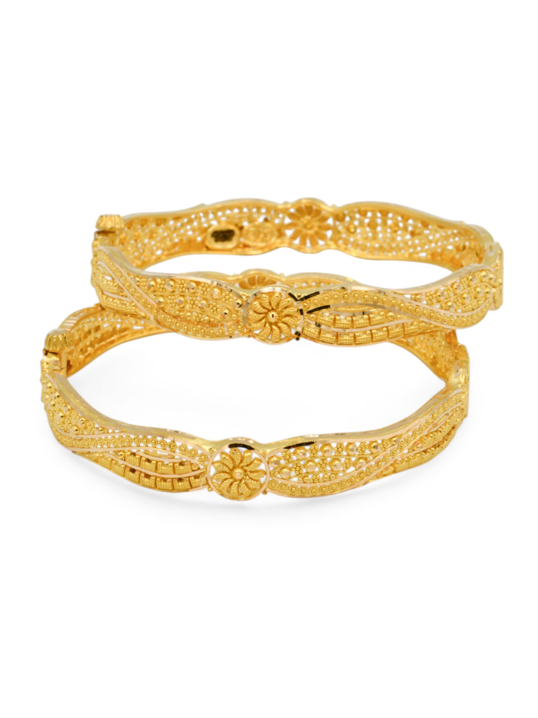 22ct Gold Filigree pair Screw Bangle - Roop Darshan