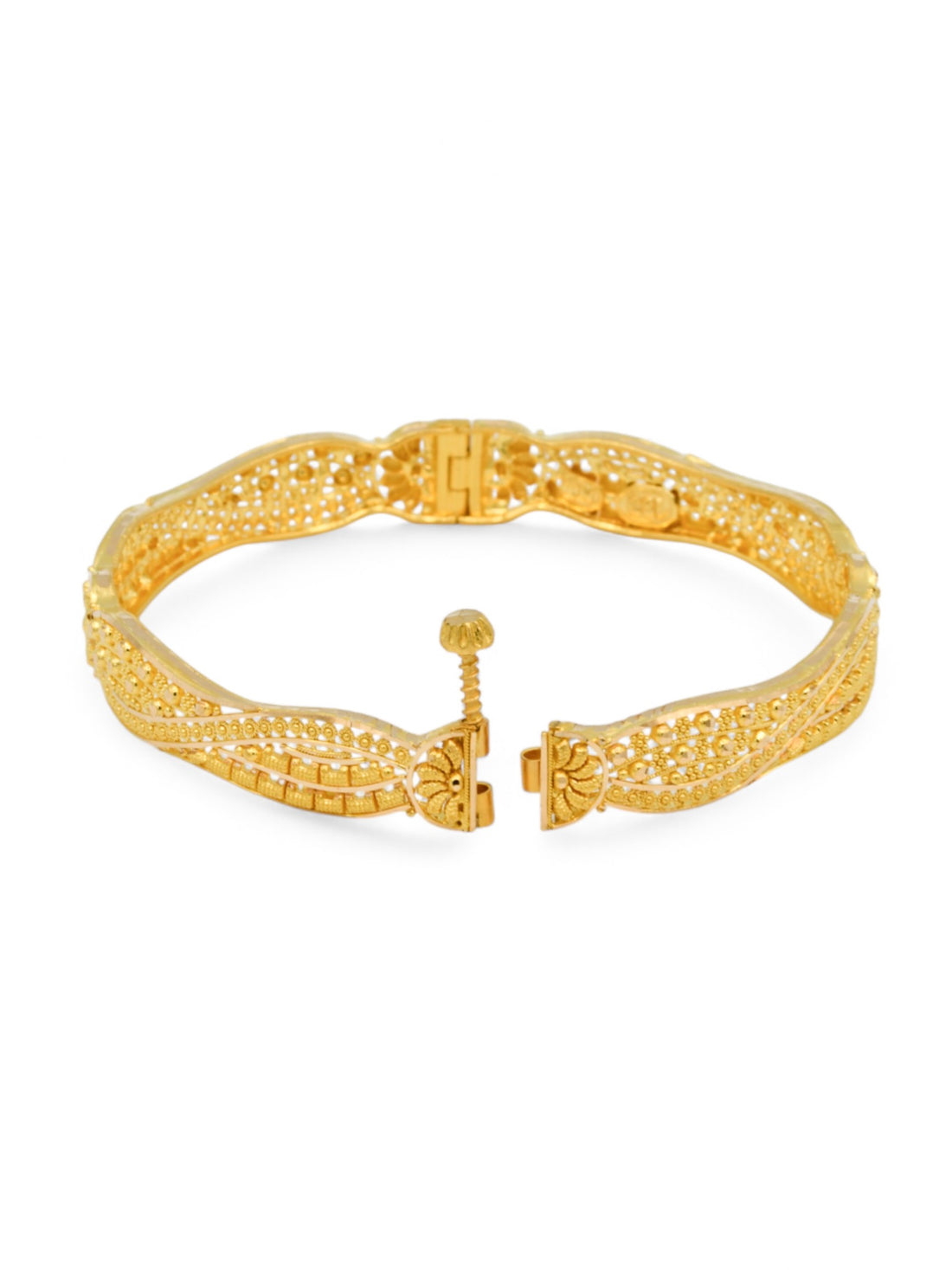 22ct Gold Filigree pair Screw Bangle - Roop Darshan