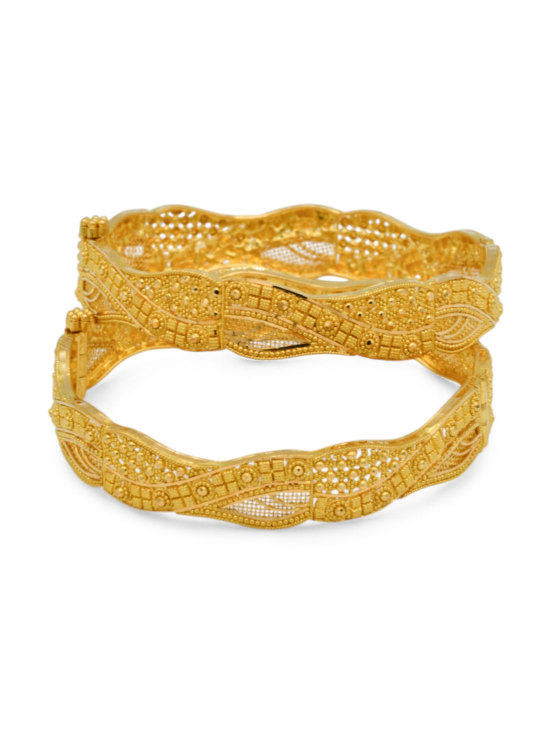 22ct Gold Filigree pair Screw Bangle - Roop Darshan