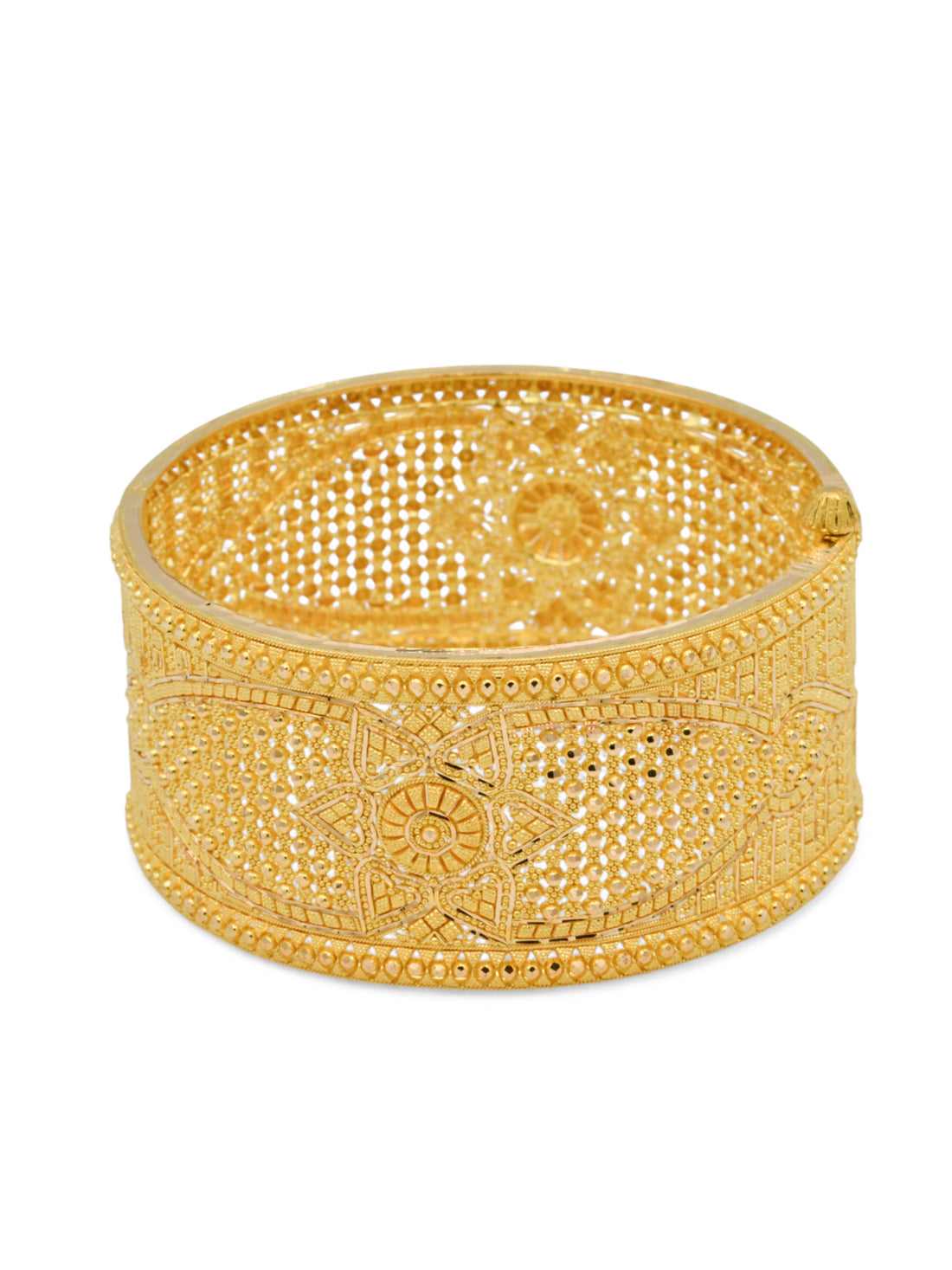 22ct Gold Filigree Screw Broad Patta Bangle - Roop Darshan