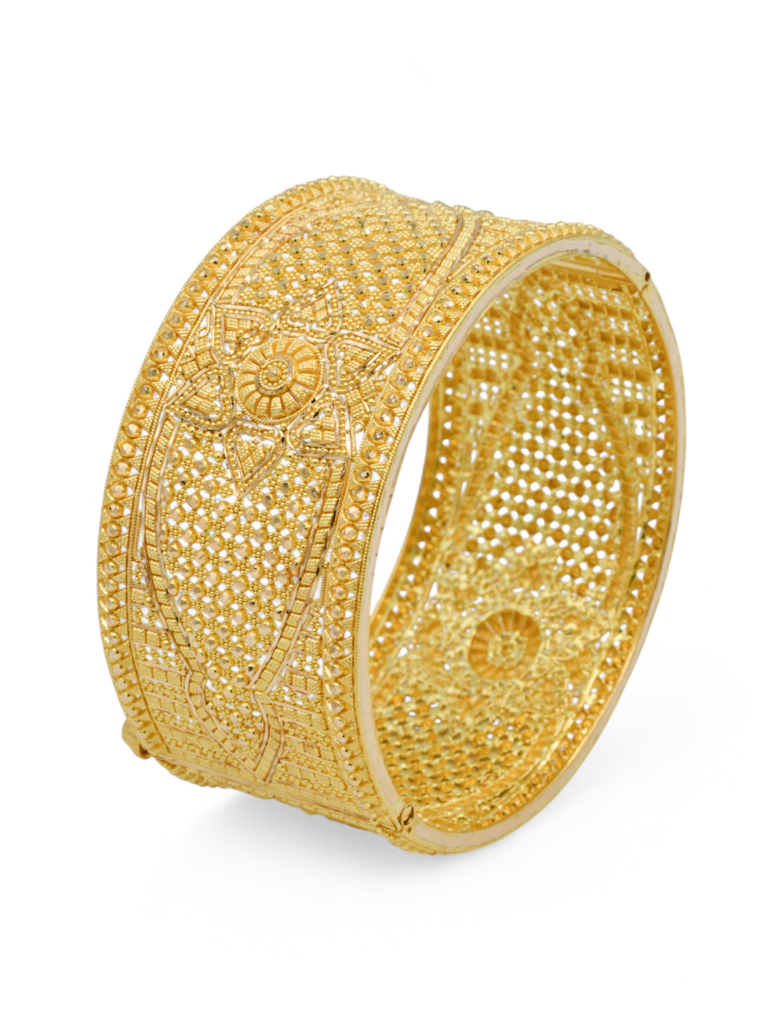 22ct Gold Filigree Screw Broad Patta Bangle - Roop Darshan