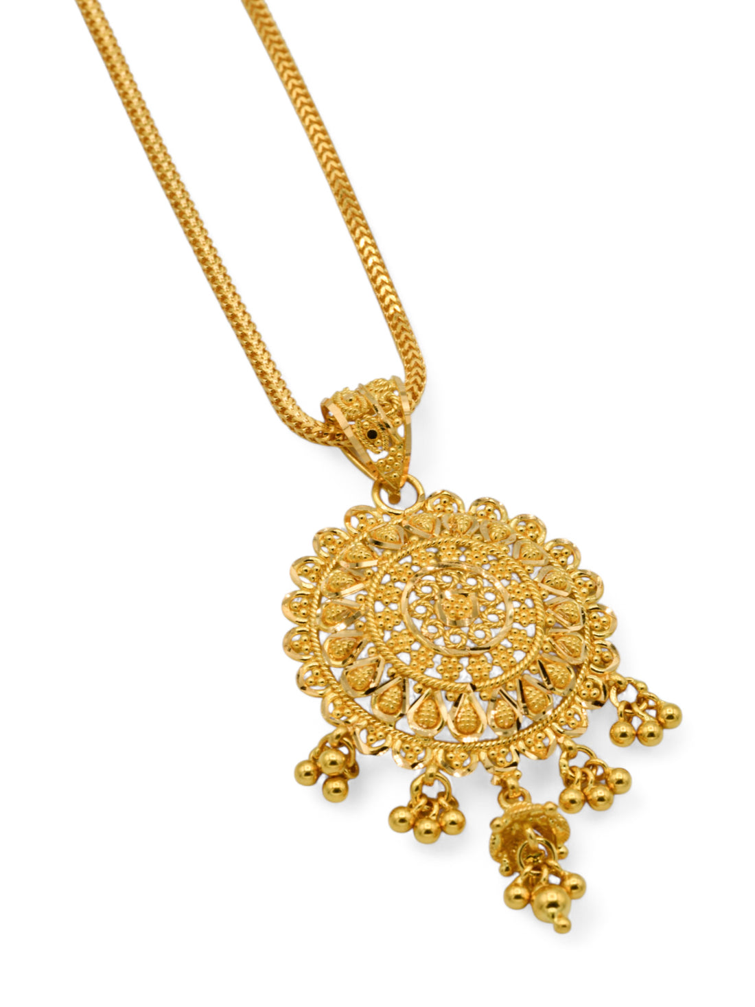 22ct Gold Filligree Round Pendant - Roop Darshan