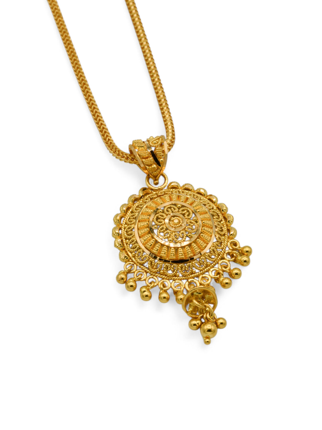 22ct Gold Filligree Round Pendant - Roop Darshan