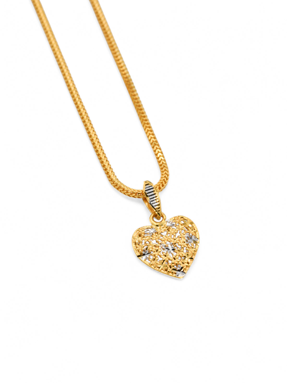22ct Gold Two Tone Heart Pendant - Roop Darshan