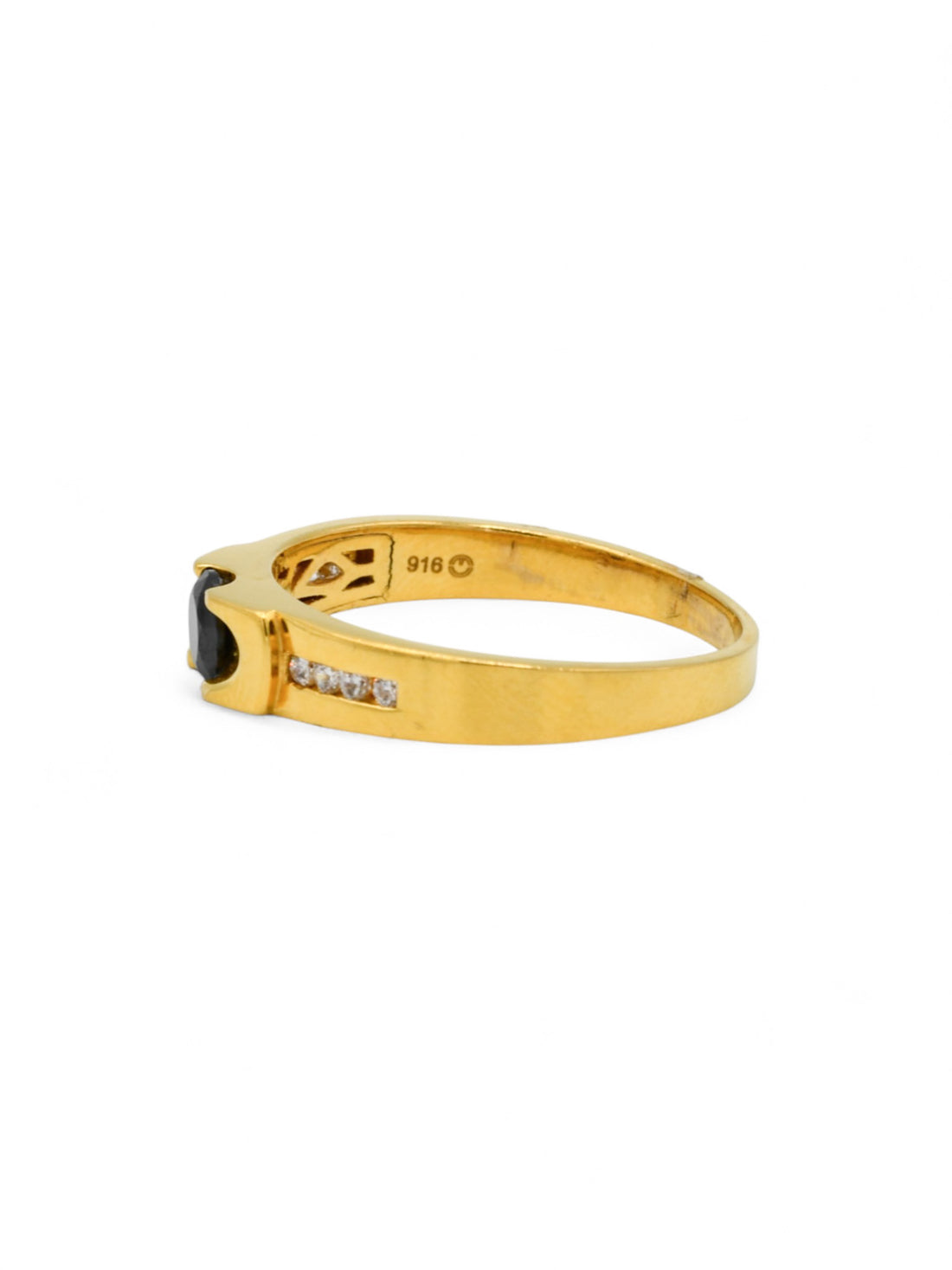 22ct Gold CZ Black Ring - Roop Darshan