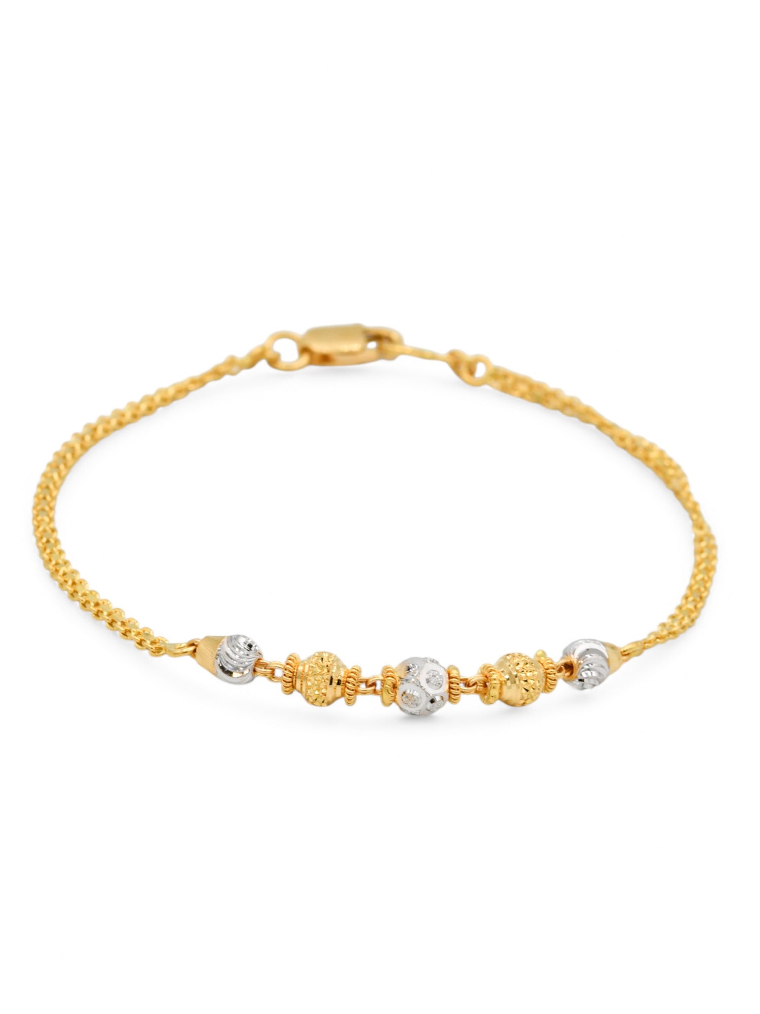 22ct Gold Two Tone Ball Ladies Bracelet - Roop Darshan