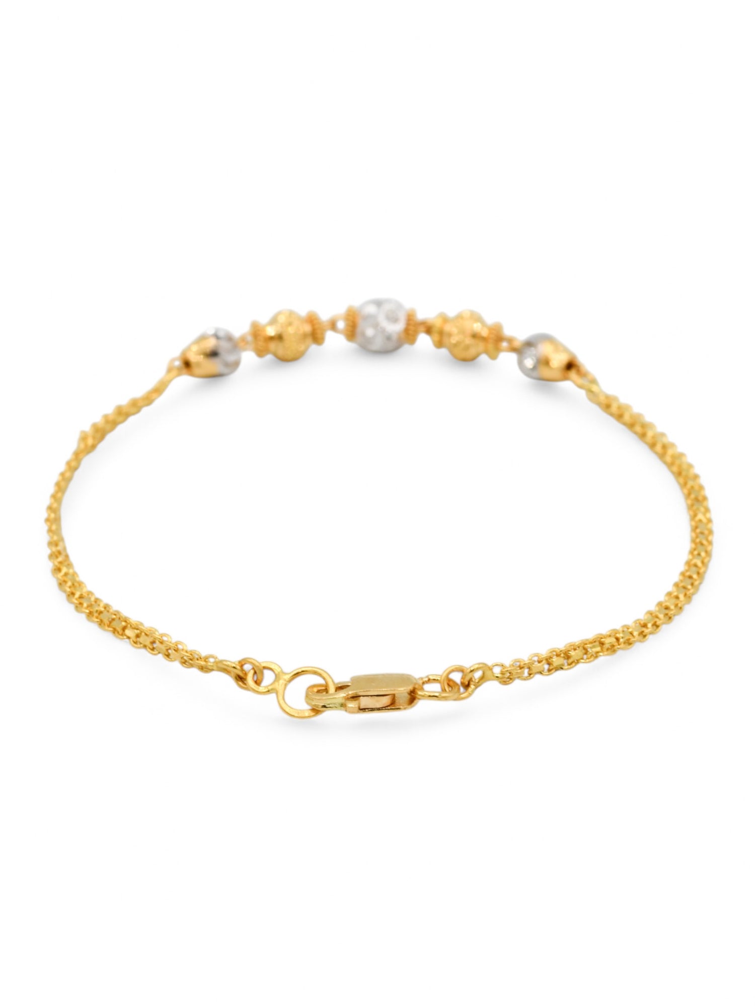 22ct Gold Two Tone Ball Ladies Bracelet - Roop Darshan