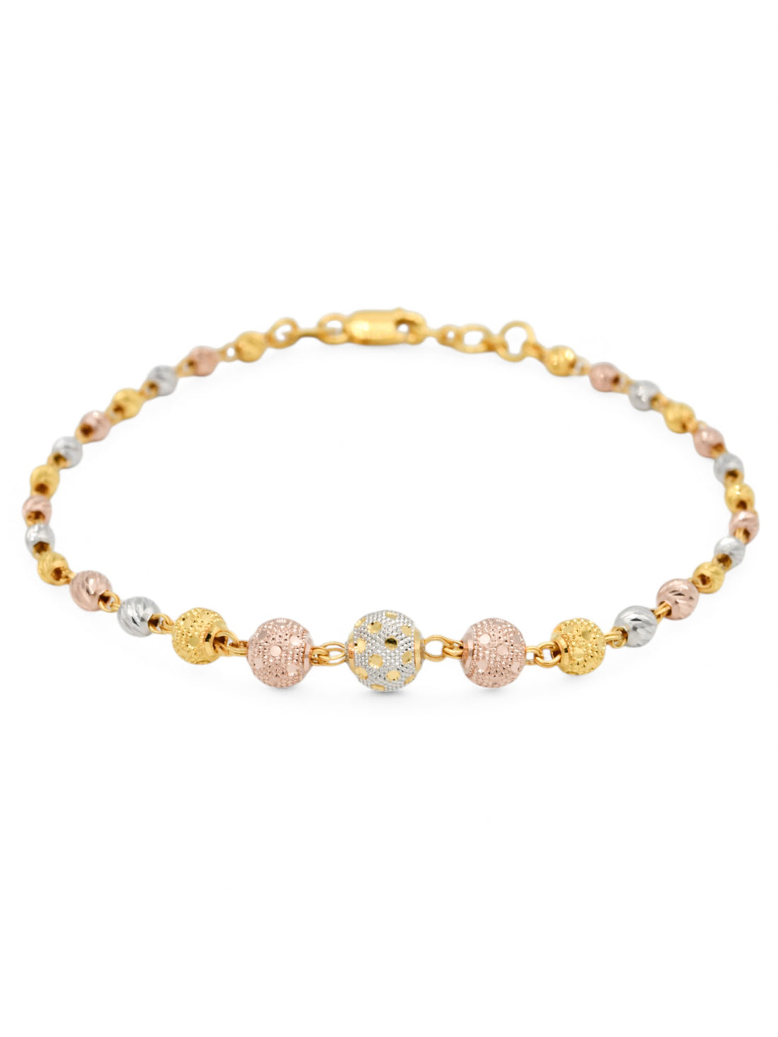 22ct Rose Gold Two Tone Ball Ladies Bracelet - Roop Darshan