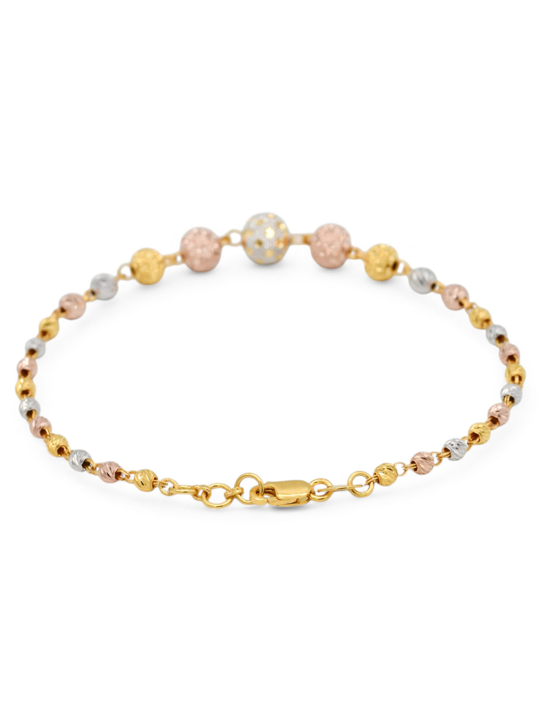 22ct Rose Gold Two Tone Ball Ladies Bracelet - Roop Darshan