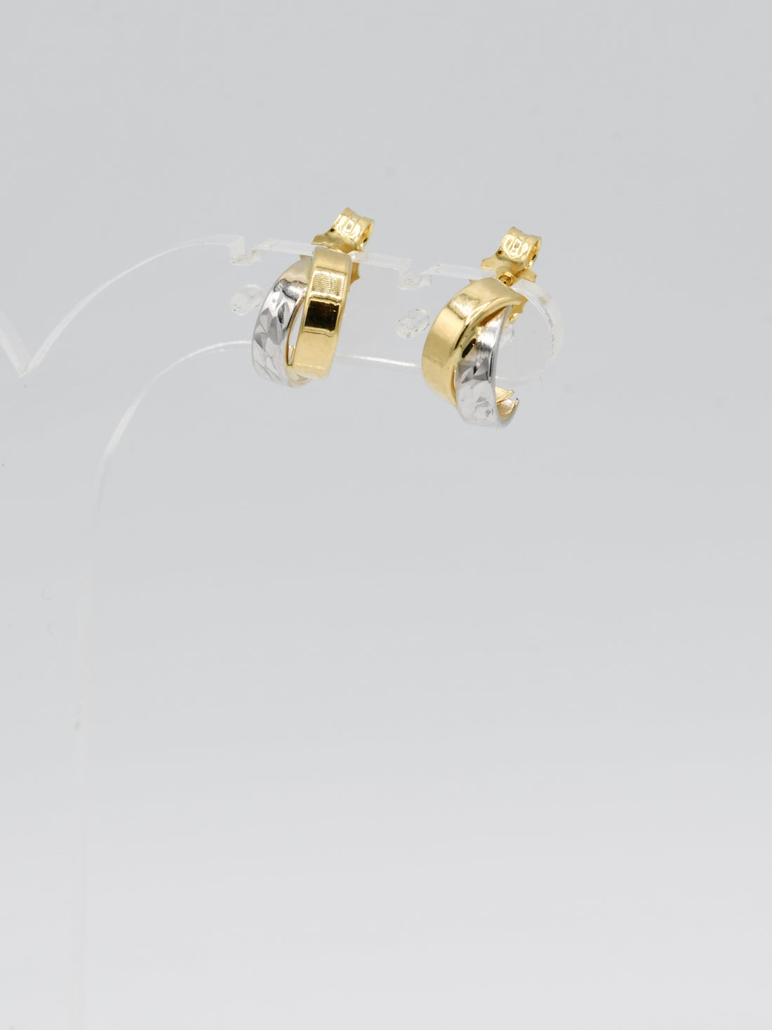 18ct Gold Two Tone Stud Earrings - Roop Darshan