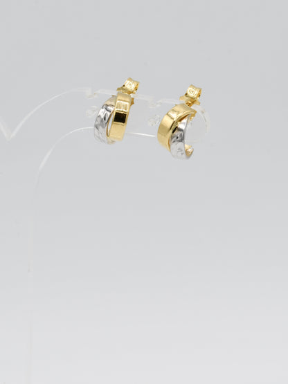 18ct Gold Two Tone Stud Earrings - Roop Darshan